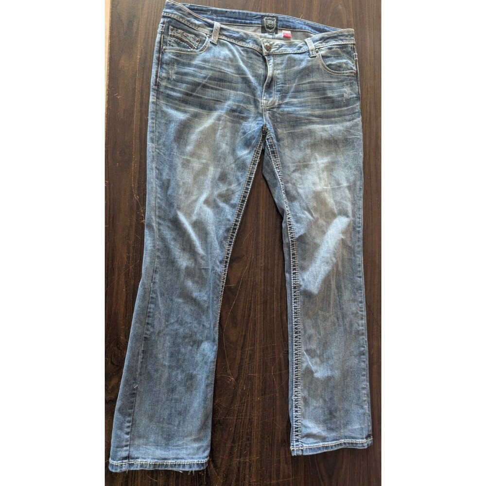 Petrol Tess Womens Jeans Plus Size 20 W36 L34 Y2K Mid Rise Bootcut Studded Blue